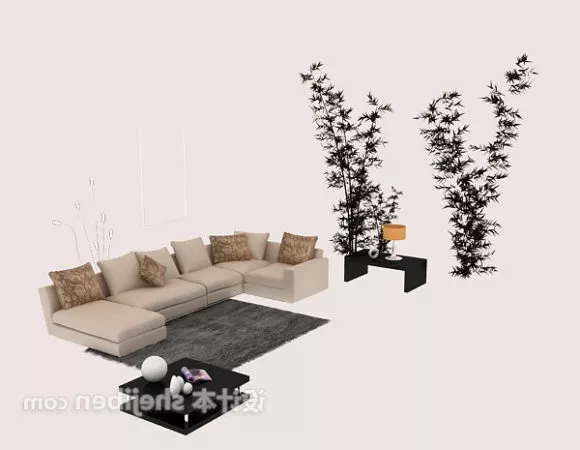 Modern Sofa Table With Decorating 3d model Modern Sofa Table With Decorating 3d model