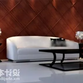 White Sofa With Black Table 3d model