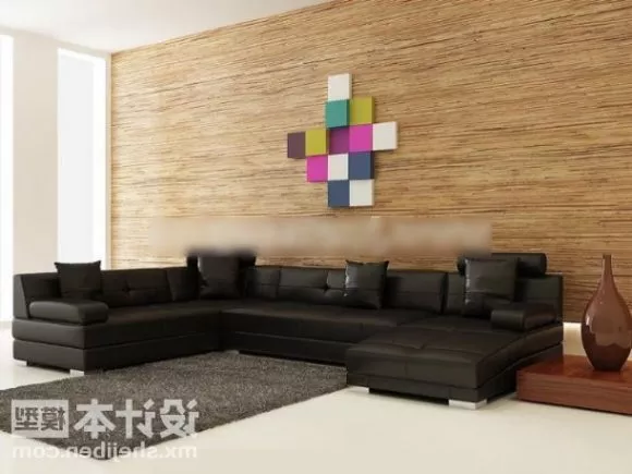 Corner Black Leather Sofa 3d model Corner Black Leather Sofa 3d model