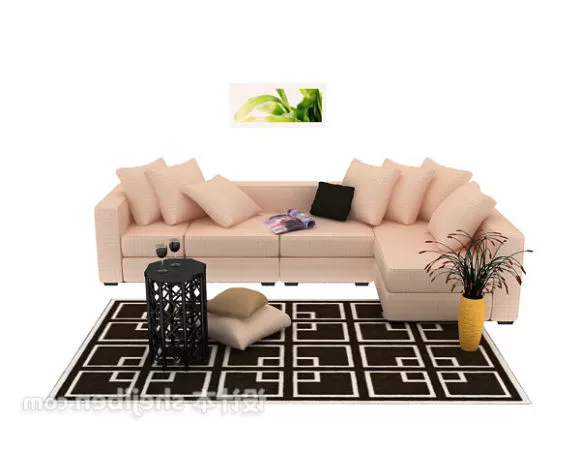 Pink Sofa Table With Carpet 3d model Pink Sofa Table With Carpet 3d model