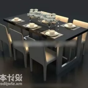 Modern Dinning Table And Chair 3d model
