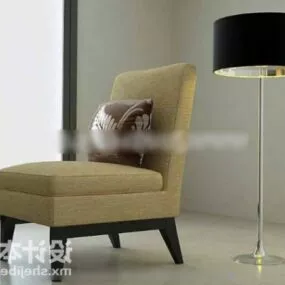 Single Brown Fabric Sofa 3d model