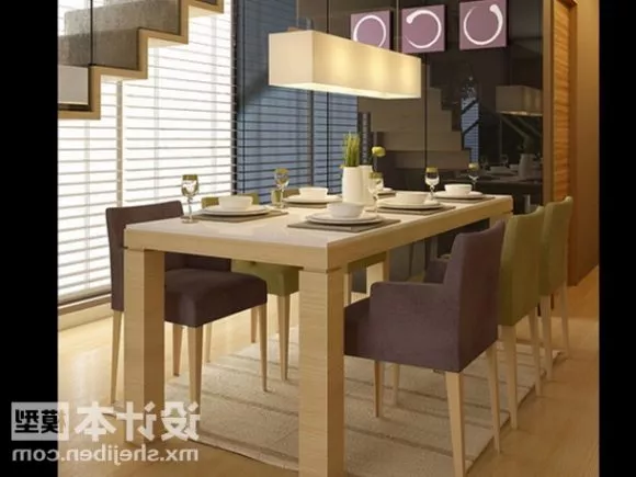 Wood Dinning Table With Modern Chair 3d model Wood Dinning Table With Modern Chair 3d model