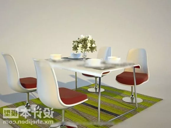 Dinning Table And Chair With Carpet 3d model Dinning Table And Chair With Carpet 3d model