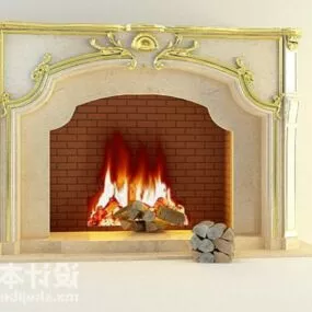 European Antique Fireplace 3d model