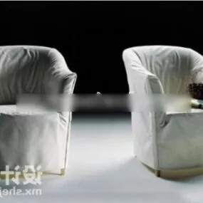 White Modern Single Sofa 3d model