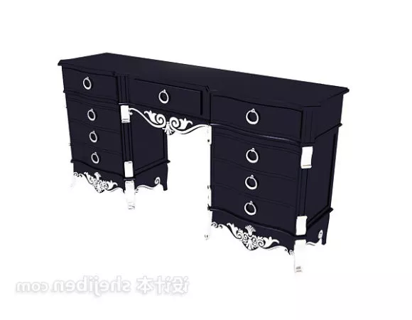 Black Office Manager Desk 3d model Black Office Manager Desk 3d model