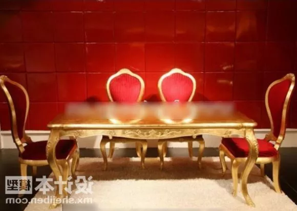 Gold Carving Dinning Table And Chair 3d model Gold Carving Dinning Table And Chair 3d model