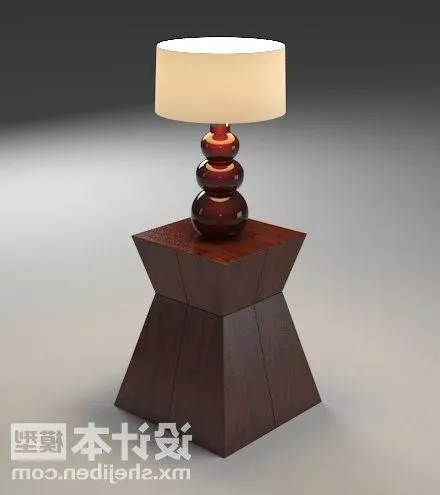 Table Lamp With Wood Stand 3d model Table Lamp With Wood Stand 3d model