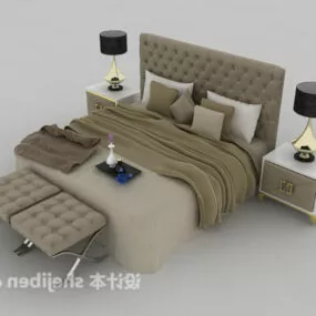 Realistic Bedroom Bed Set 3d model