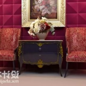 Antique Table And Chair 3d model