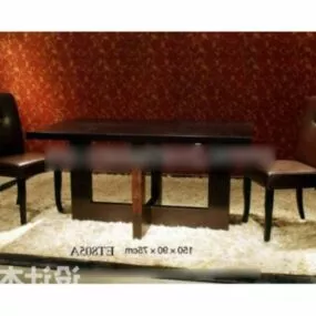Antique Black Table And Chair 3d model