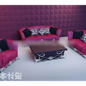 Antique European Sofa Table Set 3d model
