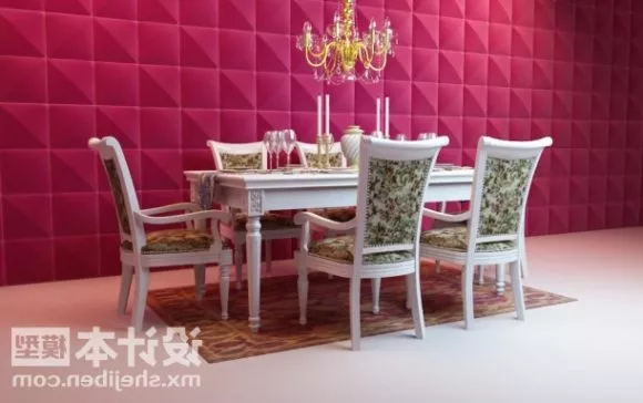 White Dinning Table And Chair 3d model White Dinning Table And Chair 3d model