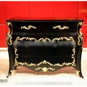 Black Carving Entrance Hall Cabinet 3d model