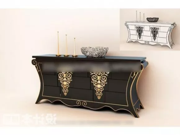 Entrance Hall Cabinet Classic Style 3d model Entrance Hall Cabinet Classic Style 3d model