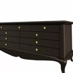 Antique Tv Cabinet Wooden 3d model