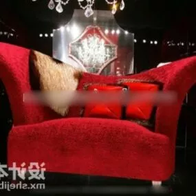 Velvet Sofa With Pillows 3d model