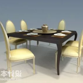 Antique Furniture Table And Chair 3d model