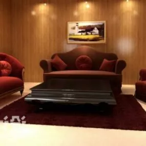 Camel Velvet Sofa 3d model