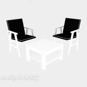 White Coffee Table And Chair 3d model