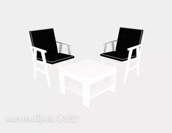 White Coffee Table And Chair 3d model White Coffee Table And Chair 3d model