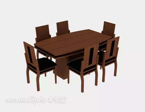 Wooden Dinning Table And Chair 3d model Wooden Dinning Table And Chair 3d model
