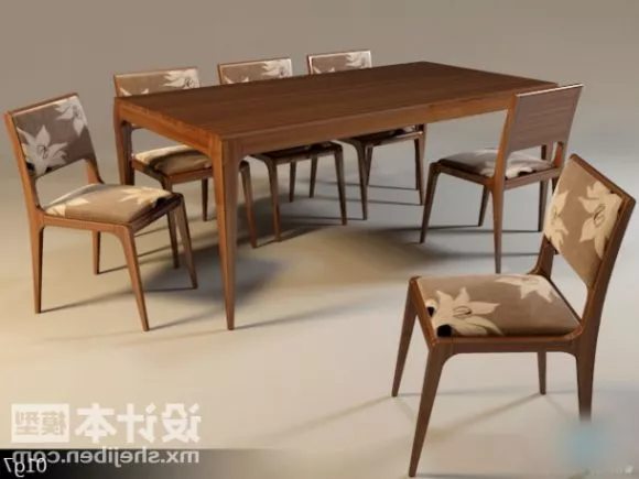 Modern Dinning Table Chair Wooden 3d model Modern Dinning Table Chair Wooden 3d model