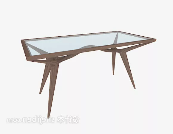 Modern Glass Wooden Coffee Table 3d model Modern Glass Wooden Coffee Table 3d model