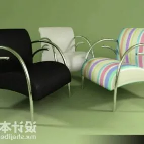 Single Sofa Leather And Fabric 3d model