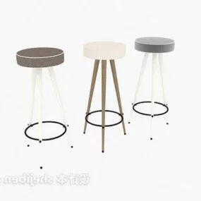Round Bar Chair Three Legs 3d model