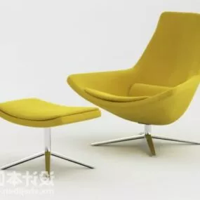 Chaise Armchair With Ottoman 3d model