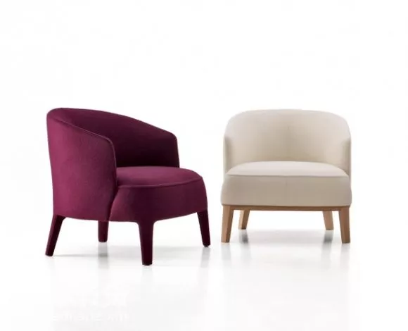 Single Armchair Brown Beige Color 3d model
