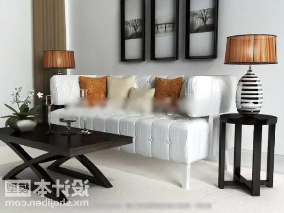White Sofa Pillow Combination 3d model White Sofa Pillow Combination 3d model