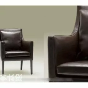 Modern Brown Leather Armchair 3d model