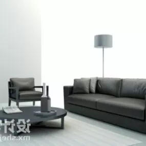 Sofa Chair With Floor Lamp Combination 3d model