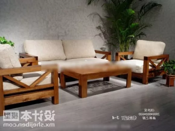 Wooden Sofa Set 3d model Wooden Sofa Set 3d model