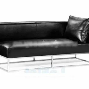 Modern Black Leather Sofa Iron Leg 3d model