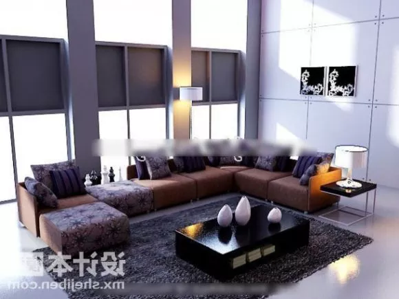 Living Room With Sofa Table Set 3d model Living Room With Sofa Table Set 3d model