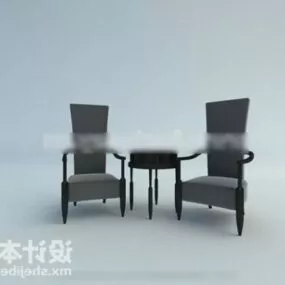 Antique Coffee Table And Chair Set 3d model
