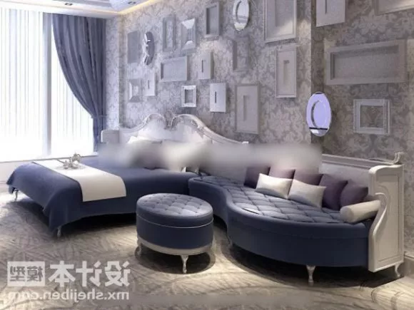 Curved Shaped Sofa For Living Room 3d model Curved Shaped Sofa For Living Room 3d model
