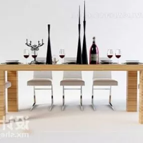 Bar Table And Chair With Decorating 3d model