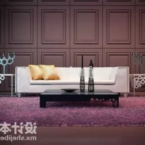 Minimalist White Sofa Table Combination 3d model