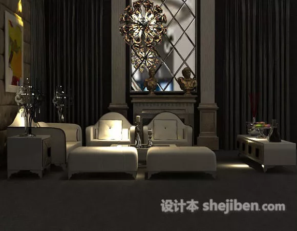 European Living Room Sofa Combination 3d model European Living Room Sofa Combination 3d model