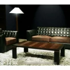European Leather Sofa Table Set 3d model