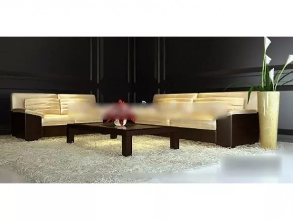 Yellow Leather Sofa Combination 3d model Yellow Leather Sofa Combination 3d model