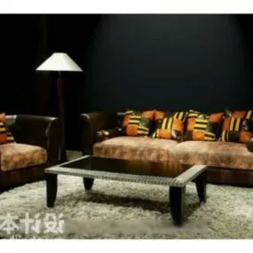 Velvet Sofa Chair Combination 3d model