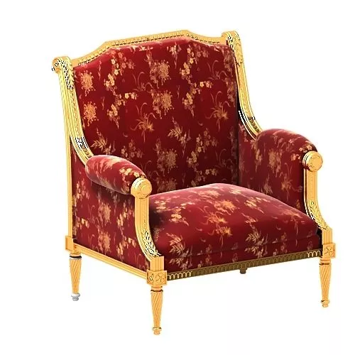 Grey Upholstered Accent Chair 3d model