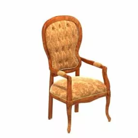 Classic Brown Velvet Chair 3d model
