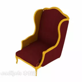 Classic High Back Red Armchair 3d model